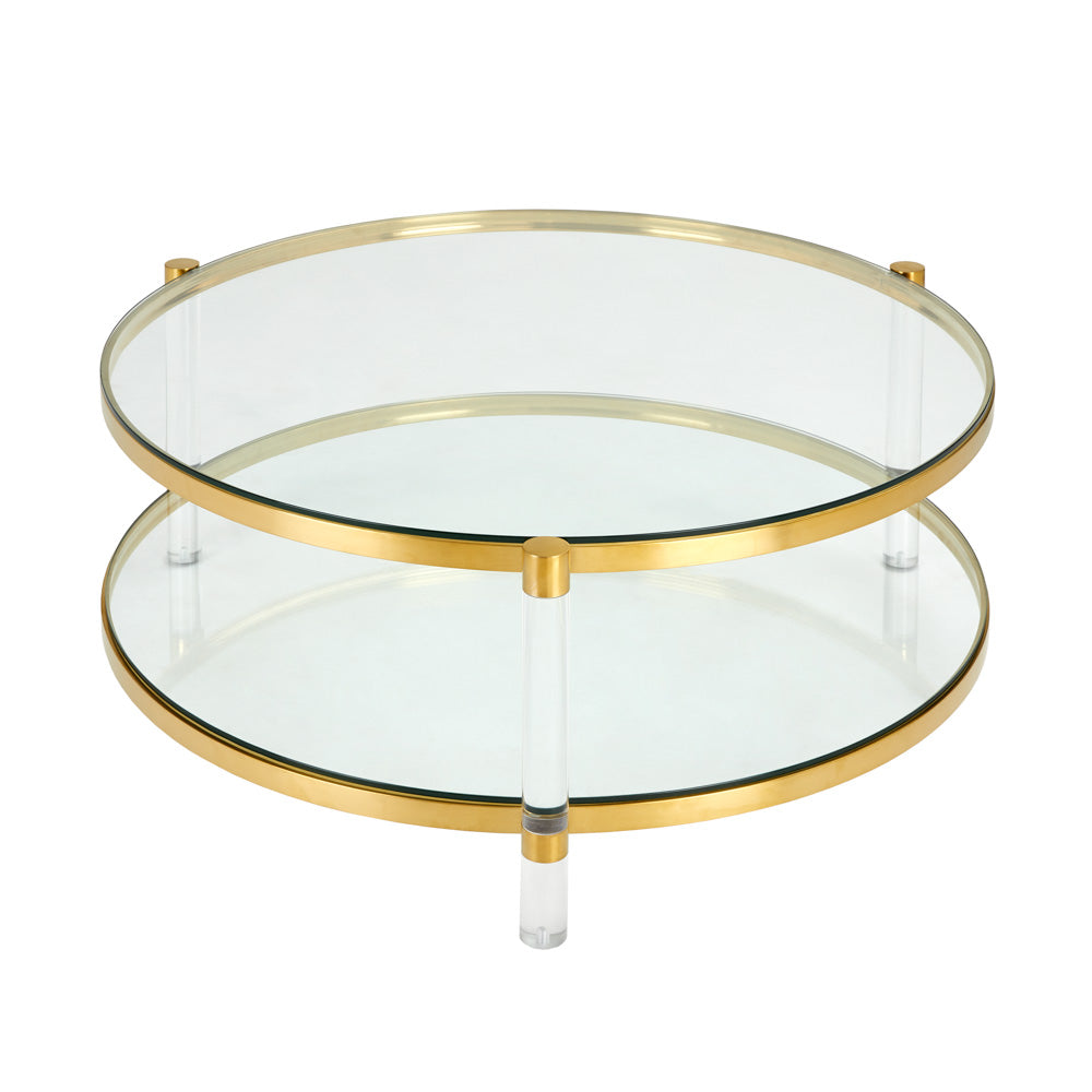 gold tempered glass coffee table