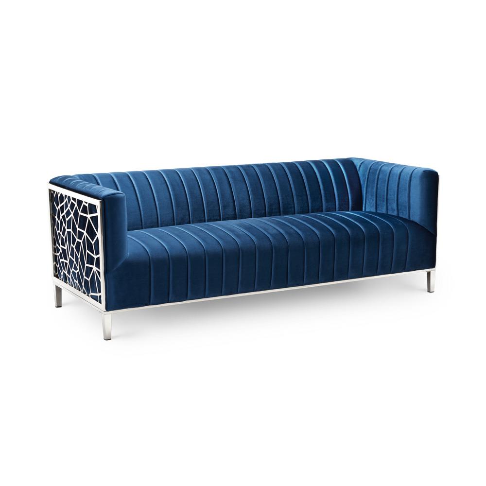 blue velvet sofa
