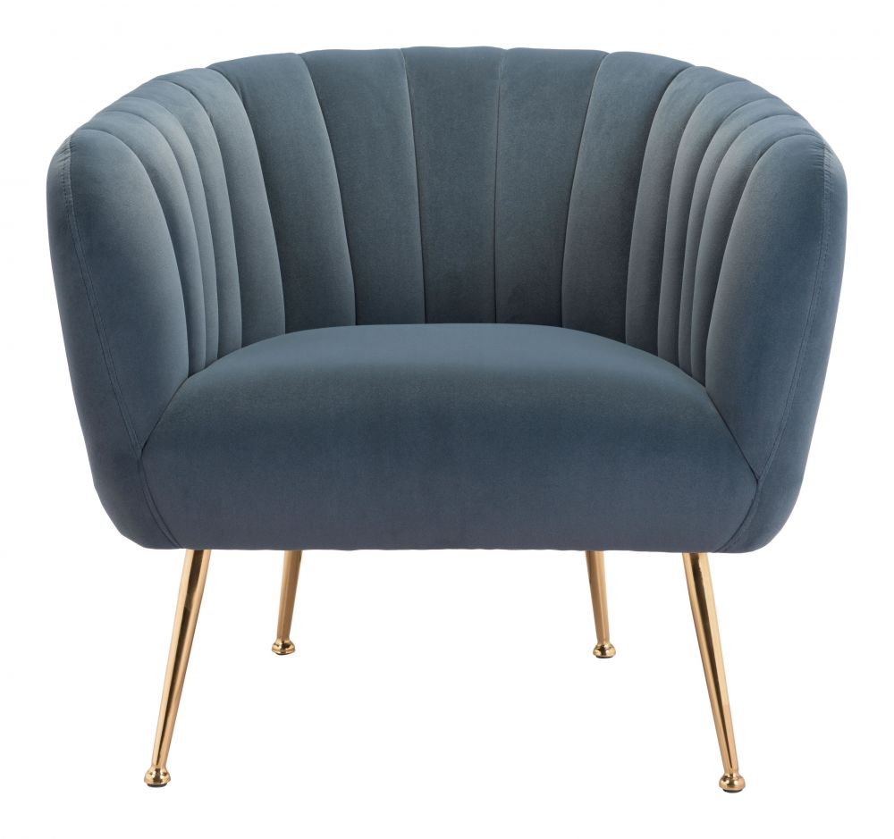 blue fabric accent chair