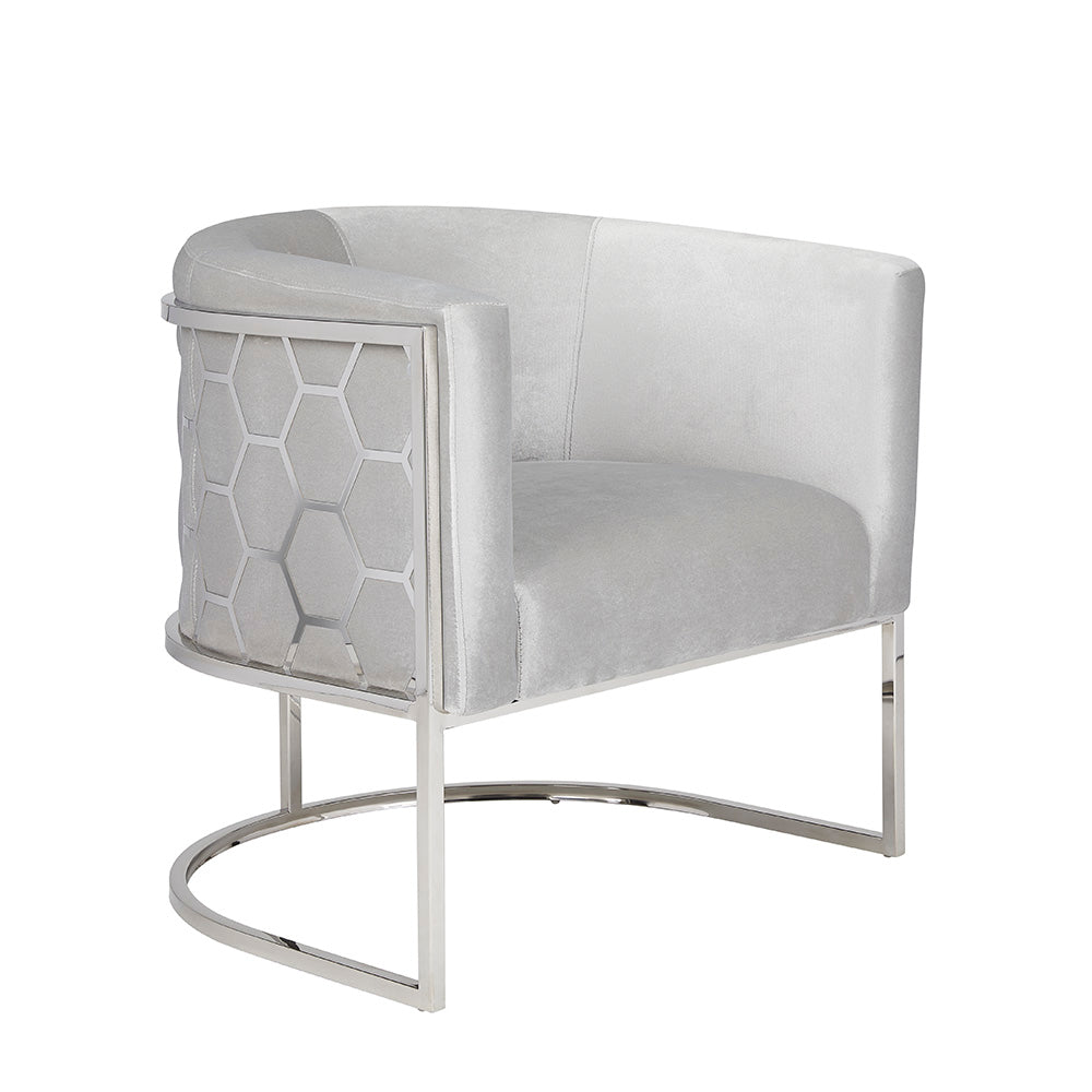 grey fabric accent chair