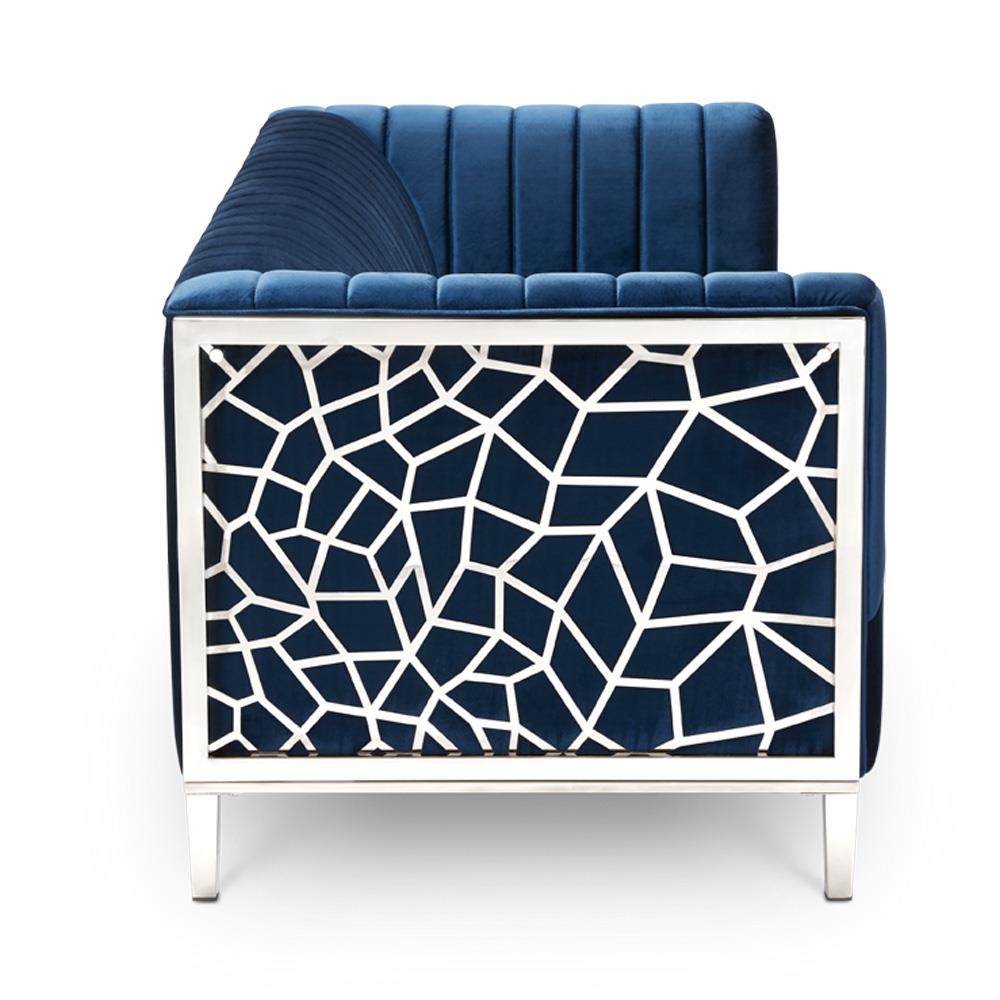 blue fabric sofa