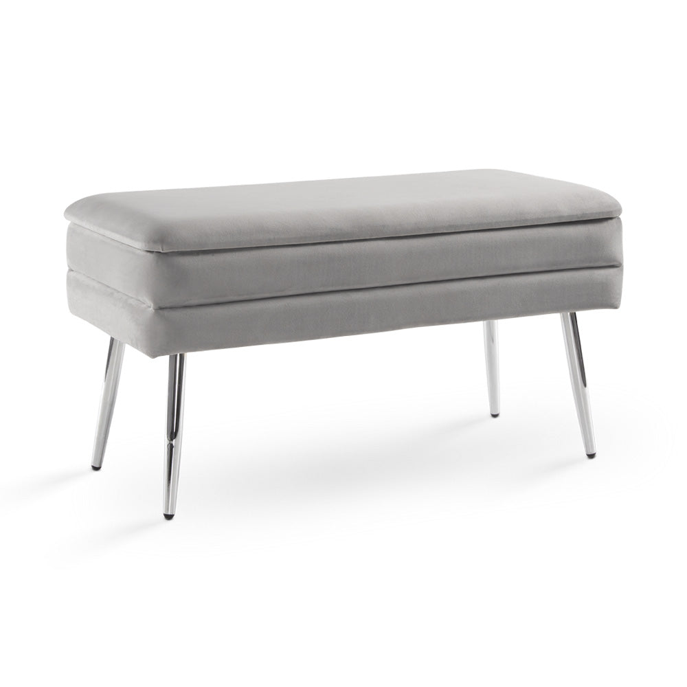 grey fabric bench