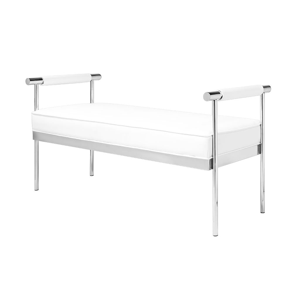 white leather bench