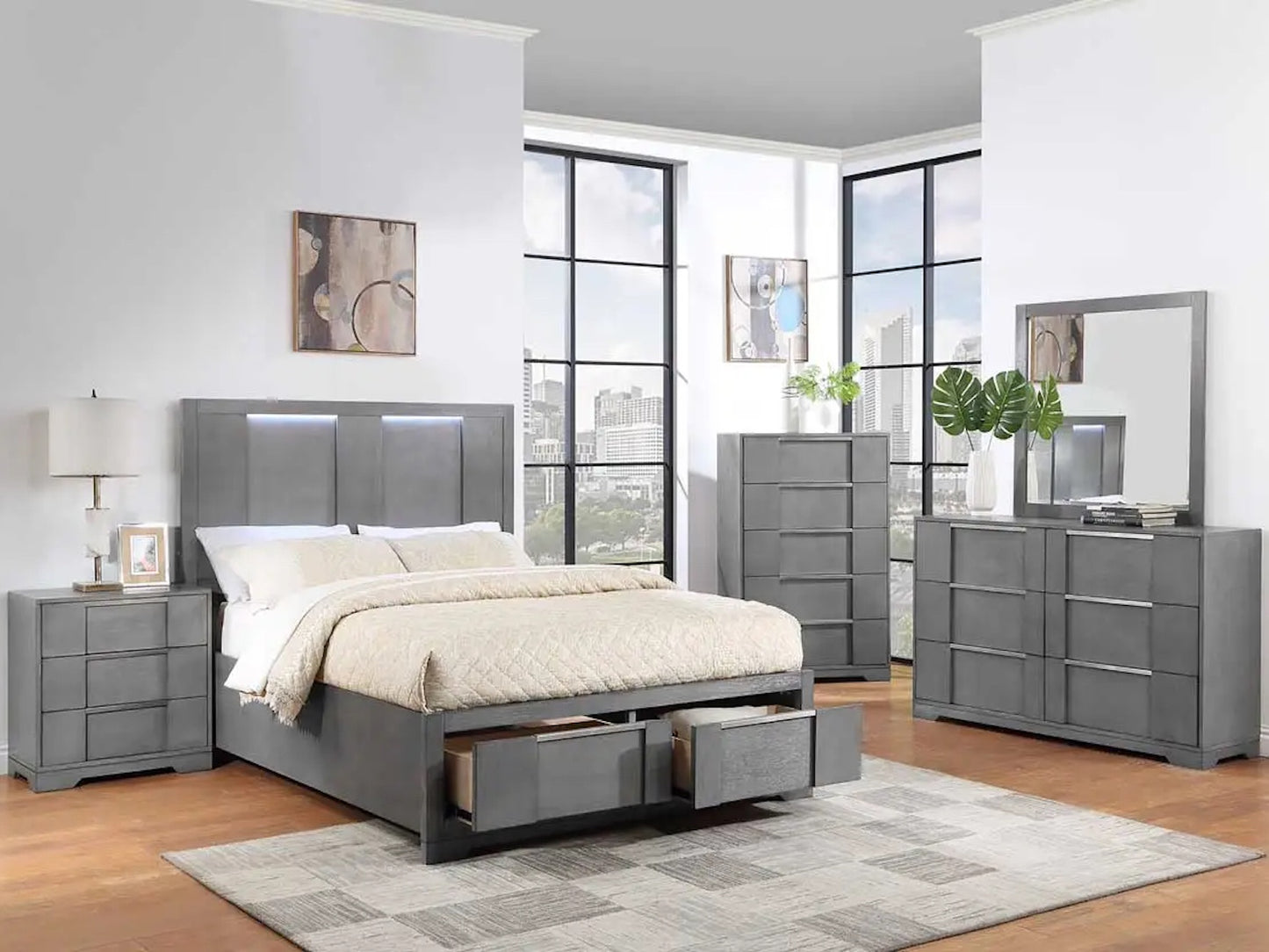 grey wooden bedroom set
