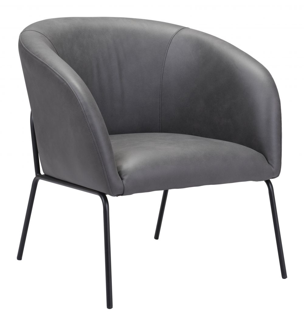 grey leather accent chair