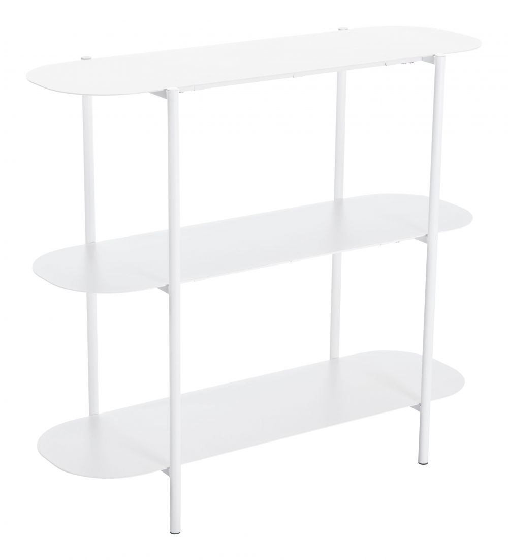 white steel console table