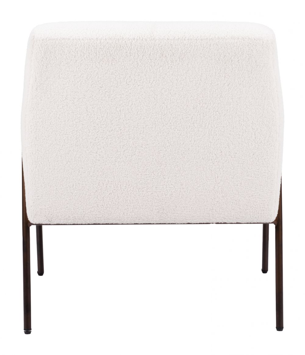 white fabric accent chair
