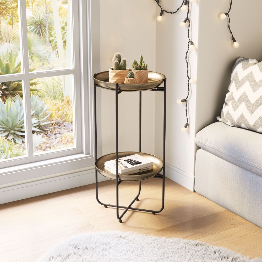 painted steel accent table