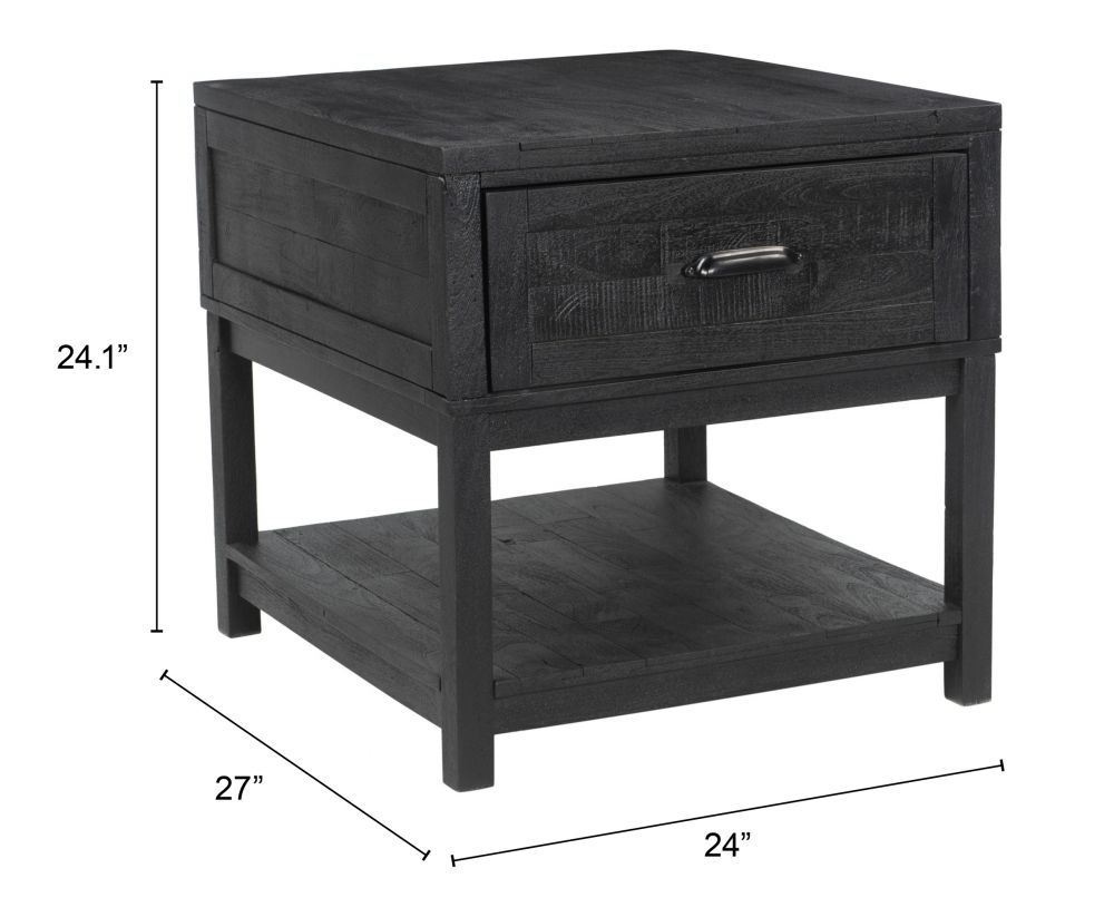 black wooden side table