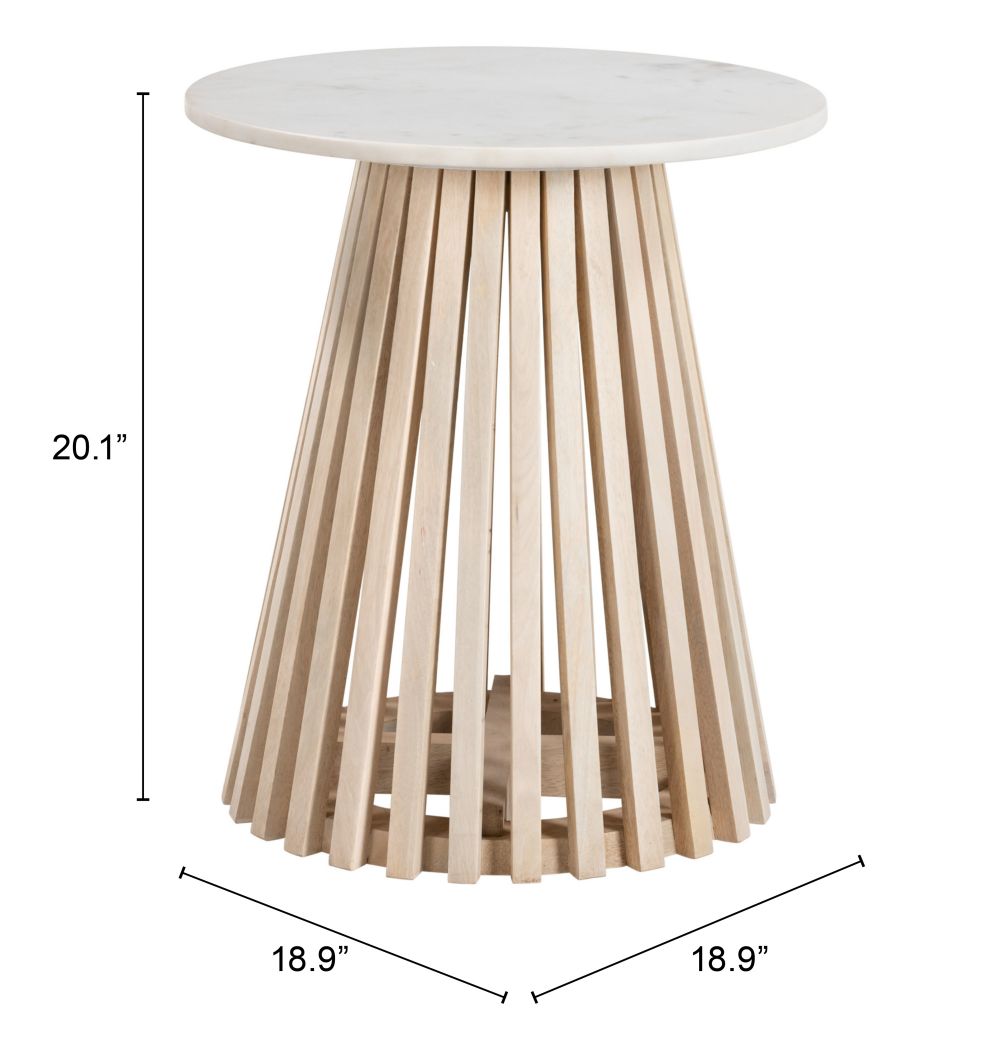 white marble end table