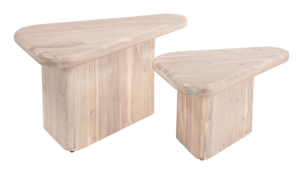 beige wood coffee table set