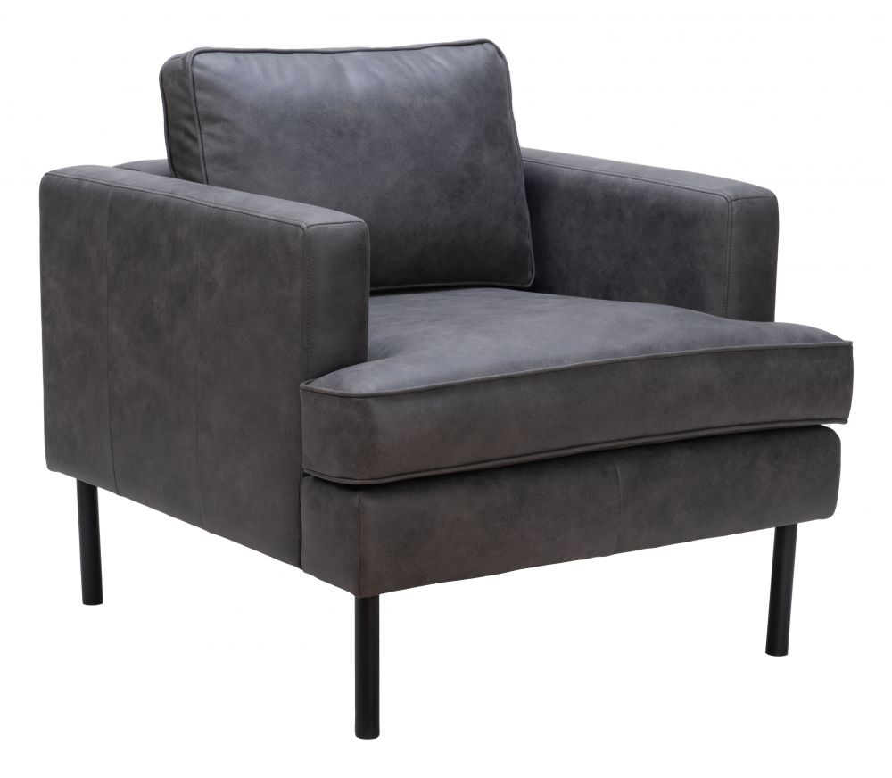 grey leather accent chair