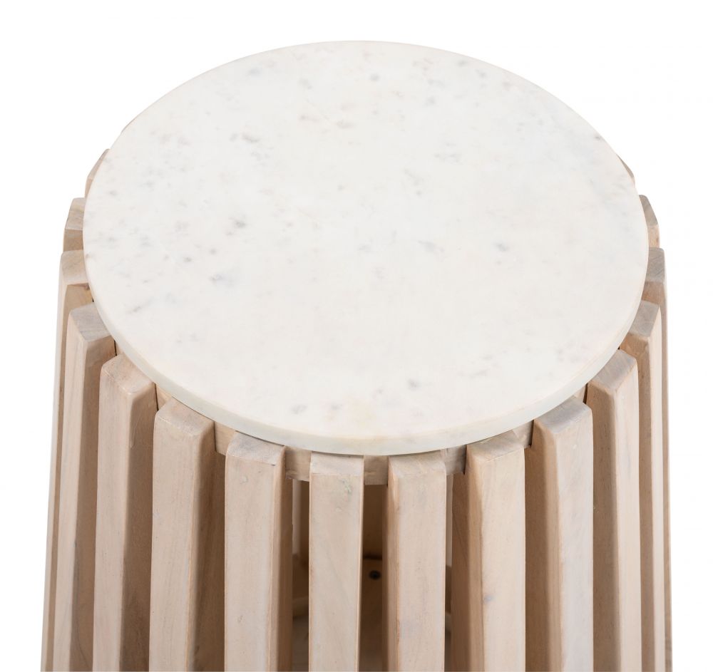 white marble end table