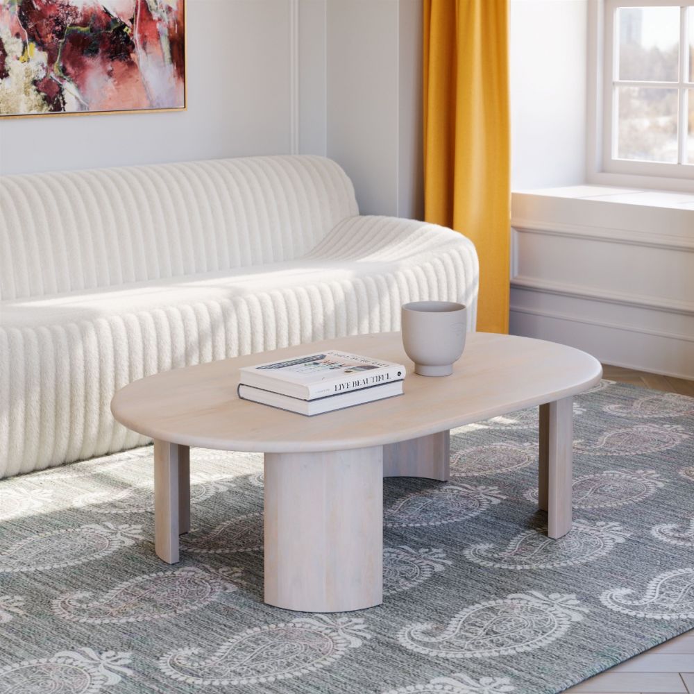 beige wood coffee table
