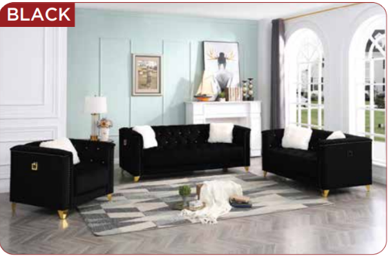 black fabric sofa set