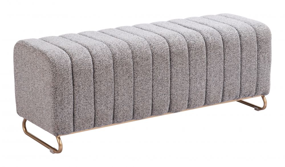 grey fabric bench