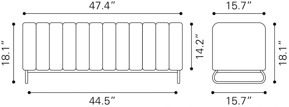 grey fabric bench