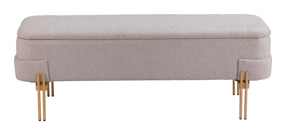 beige storage bench