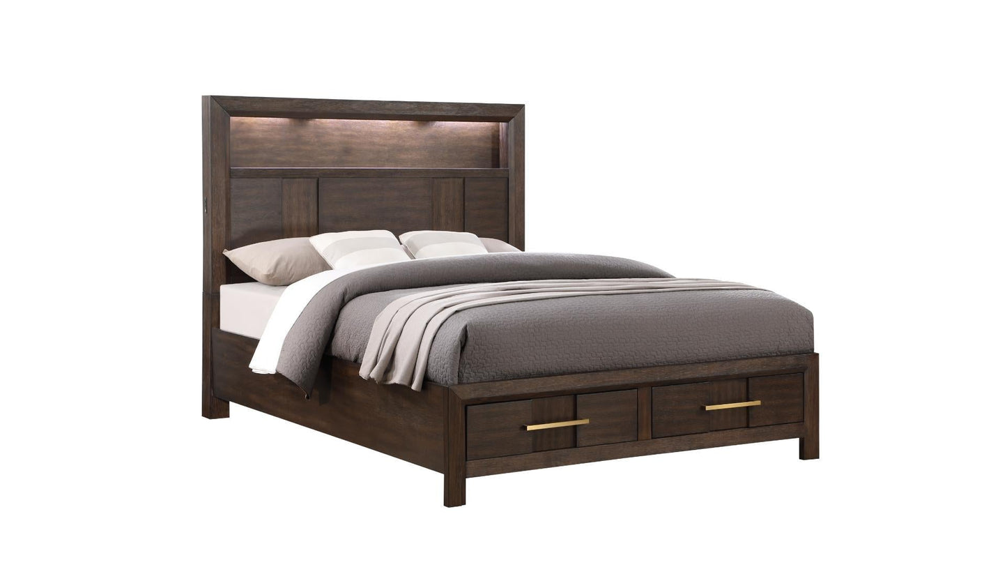 dark walnut single bed