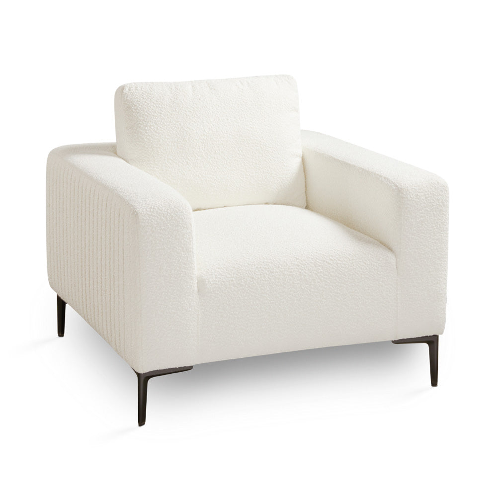 white fabric accent chair