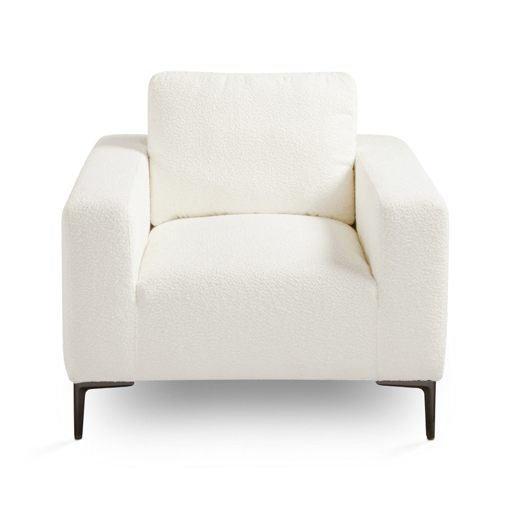 white fabric accent chair