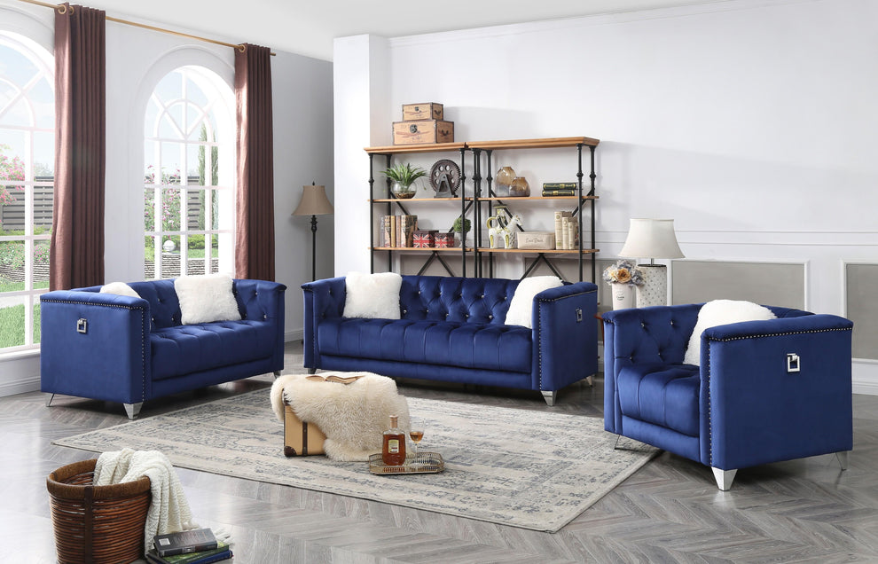 blue fabric sofa set