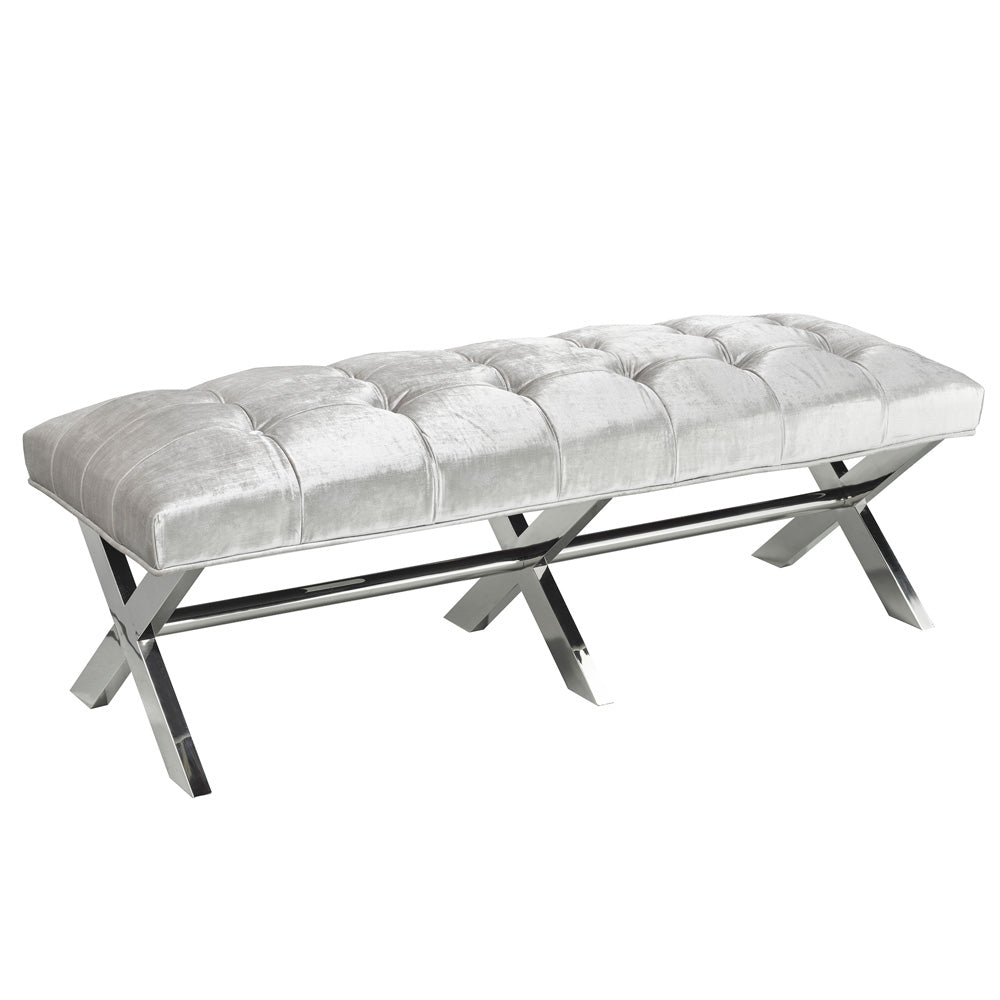 grey fabric bench