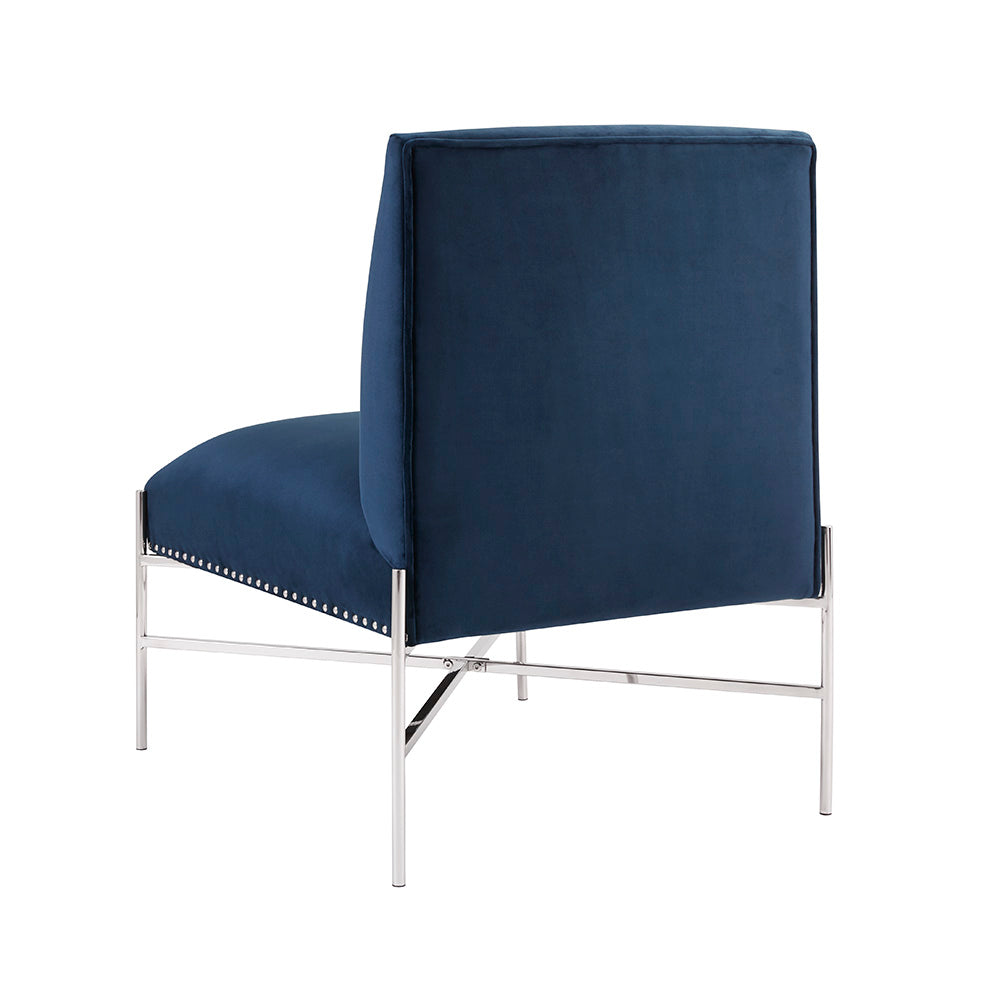 blue fabric accent chair