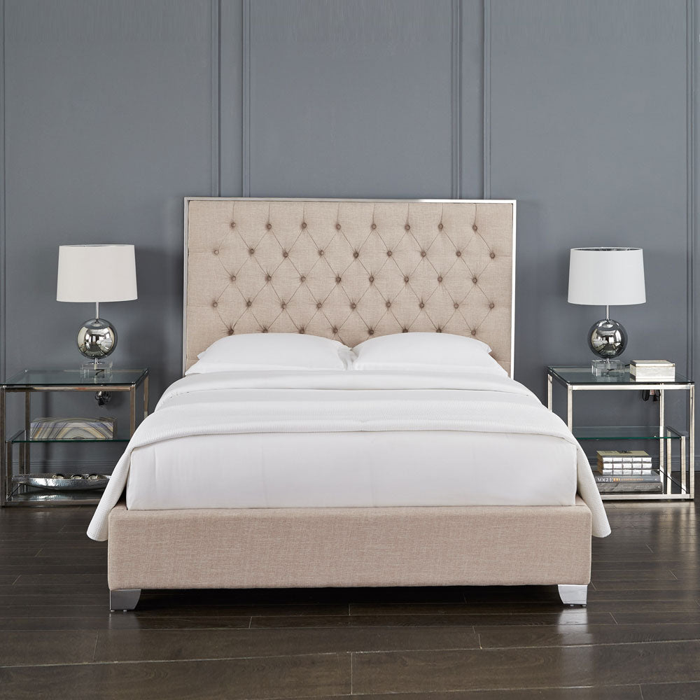 beige single bed