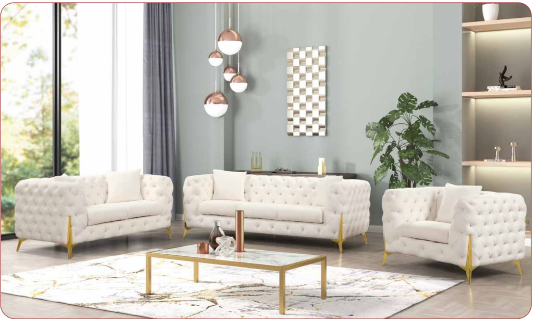 cream fabric sofa set