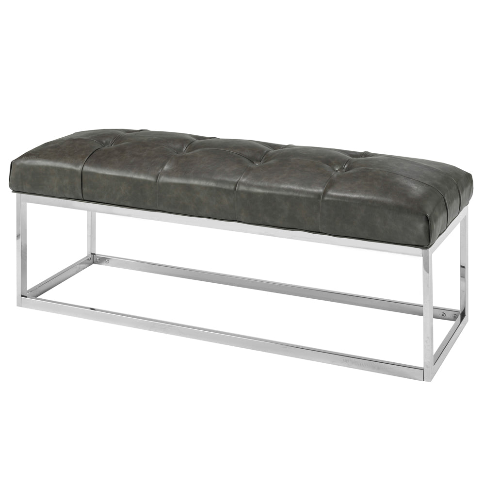 grey leather bench
