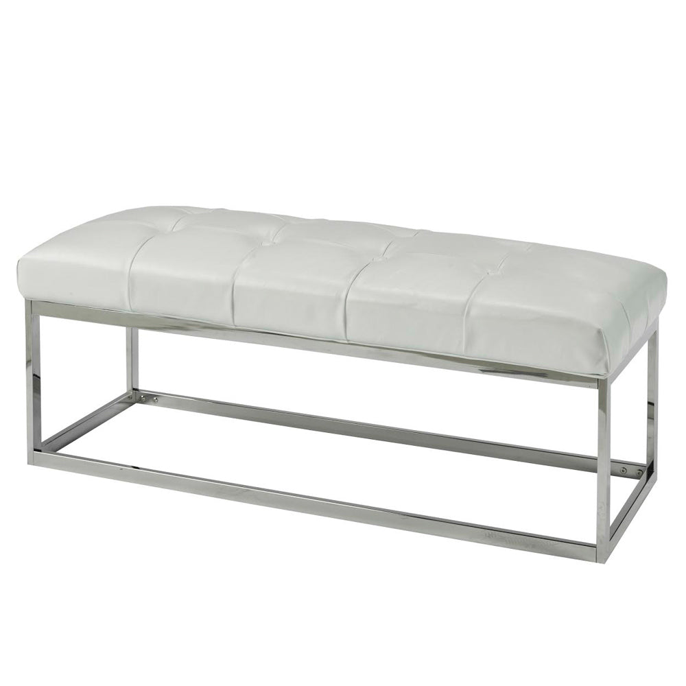 white leather bench