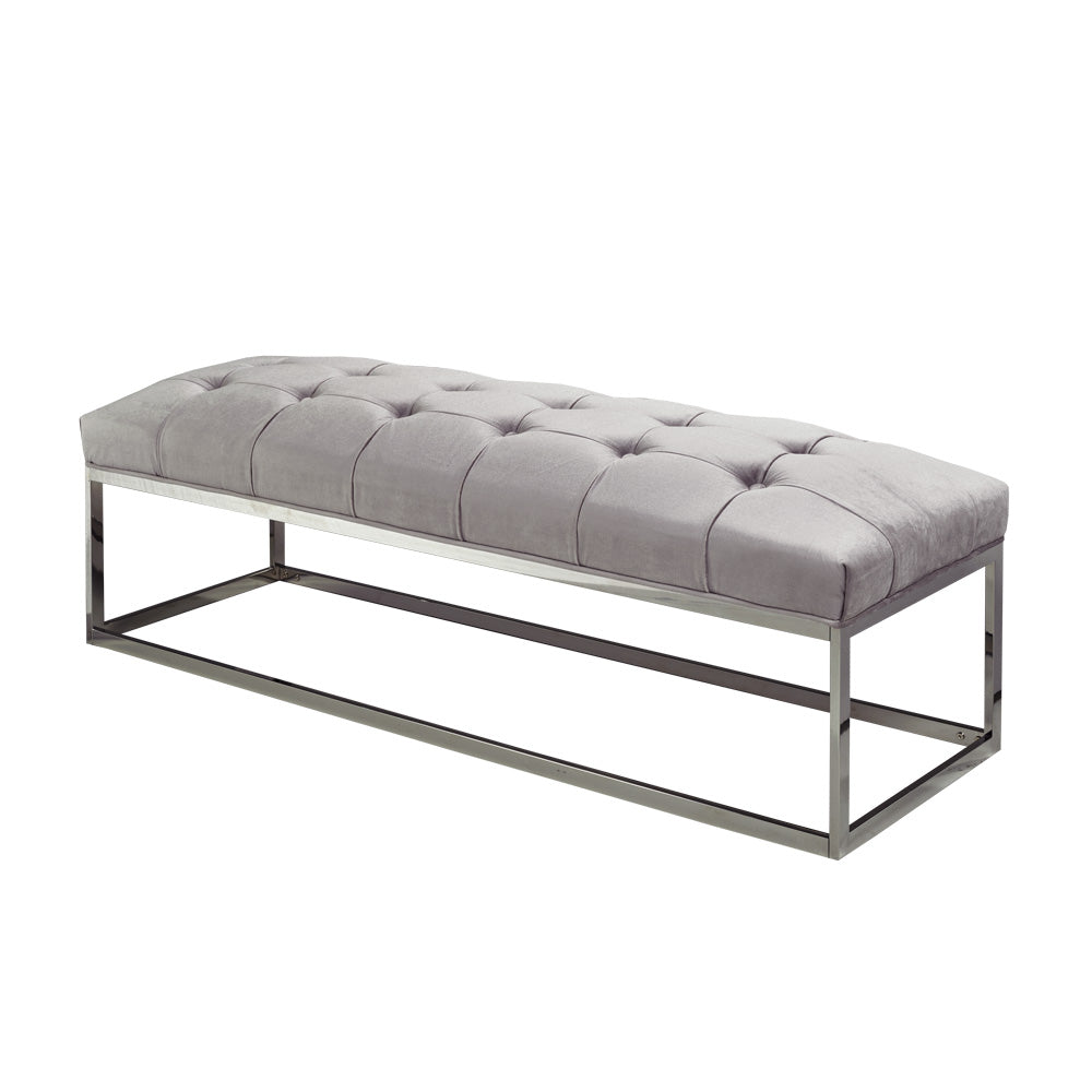 light grey fabric bench