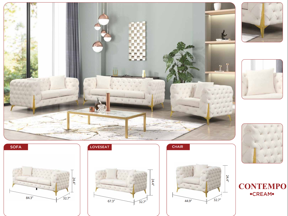 cream fabric sofa set
