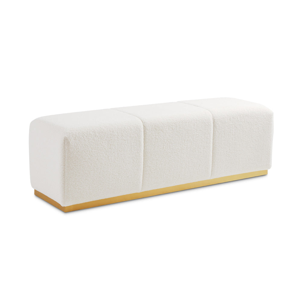 white fabric bench