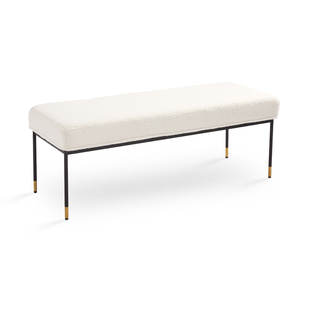white boucle bench