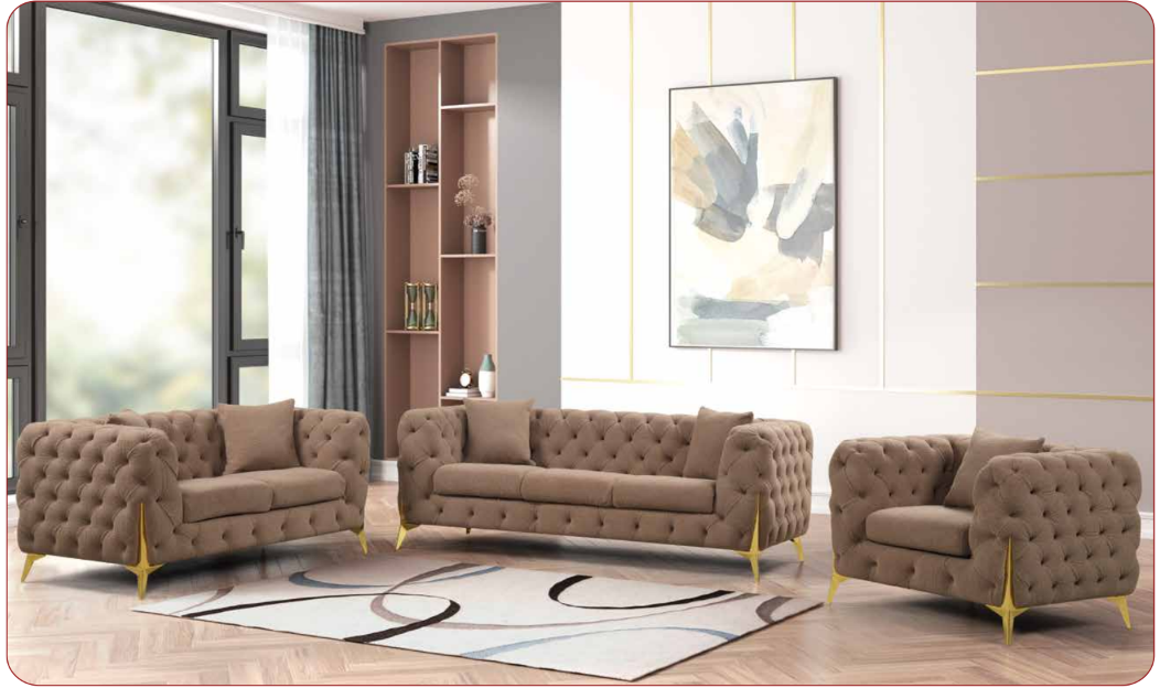 brown fabric sofa set