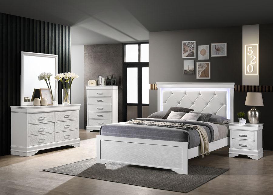 white wooden bedroom set