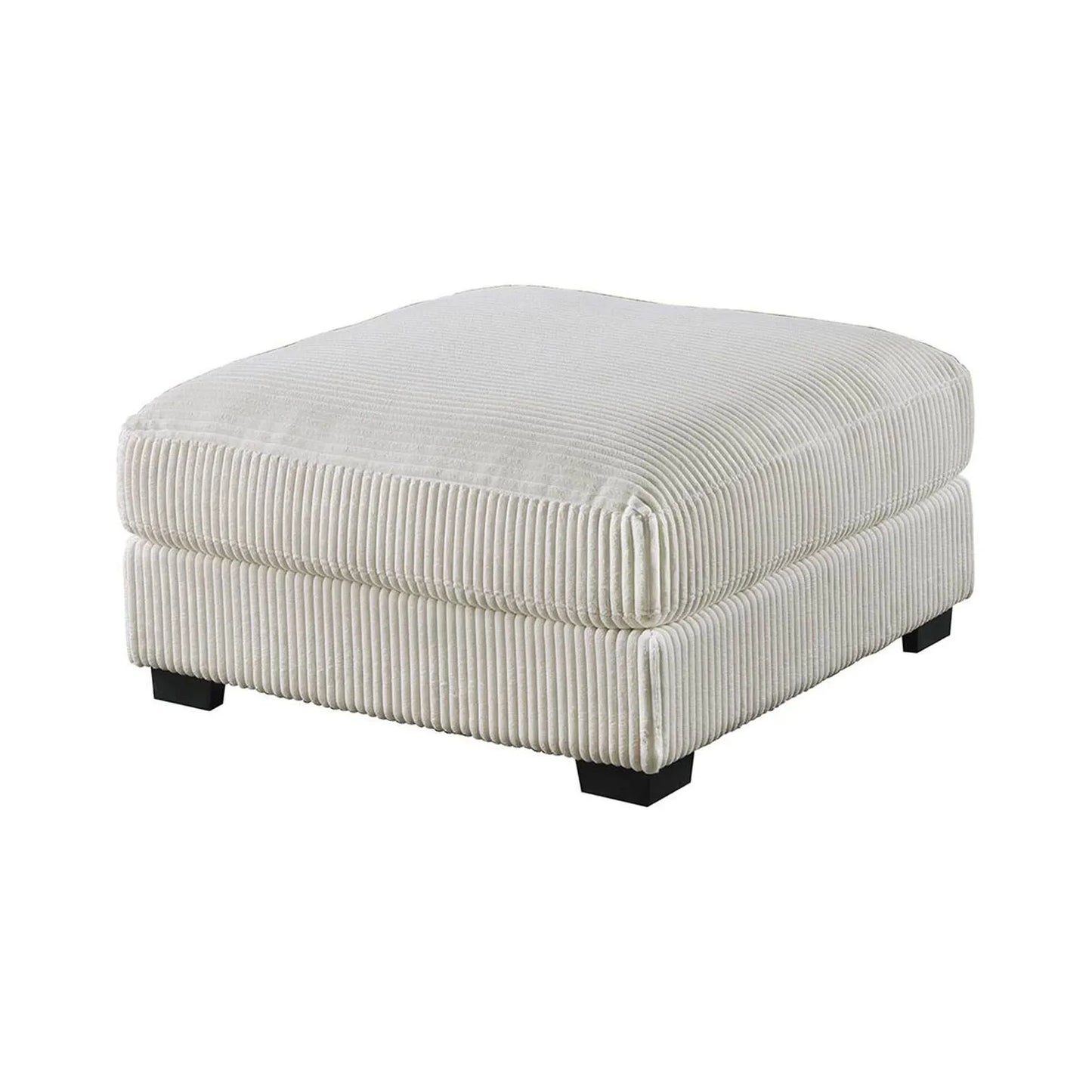 beige fabric ottoman