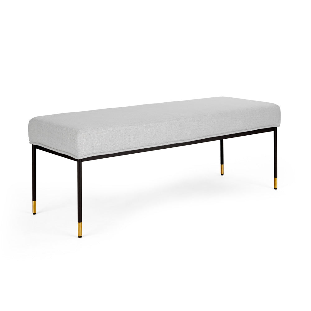 light grey fabric bench