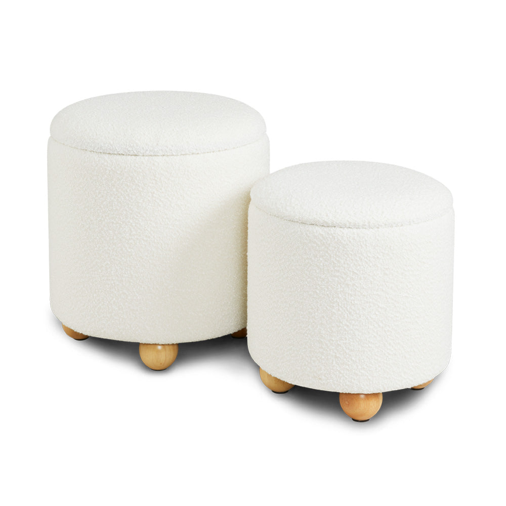 ivory fabric ottoman