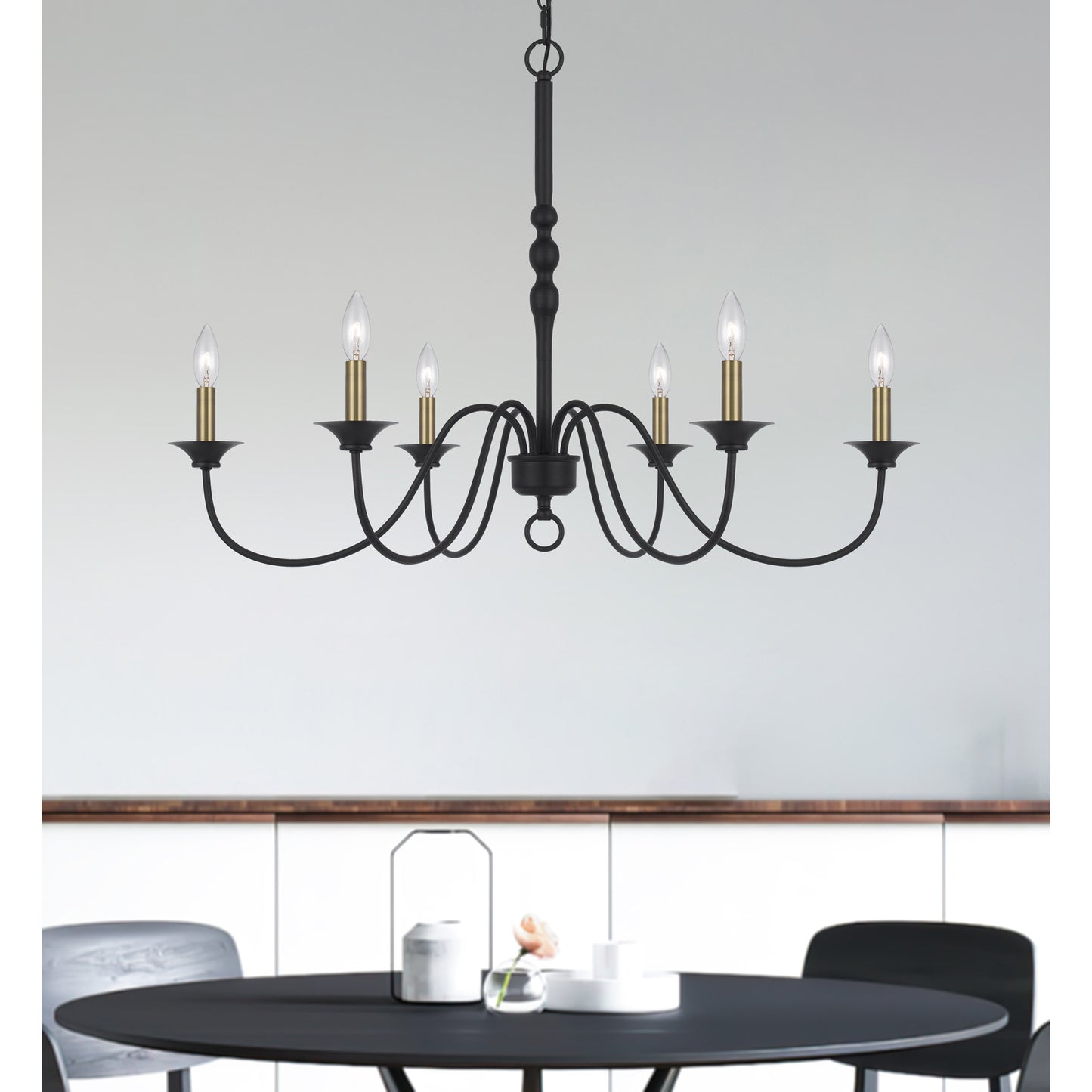 black chandeliers