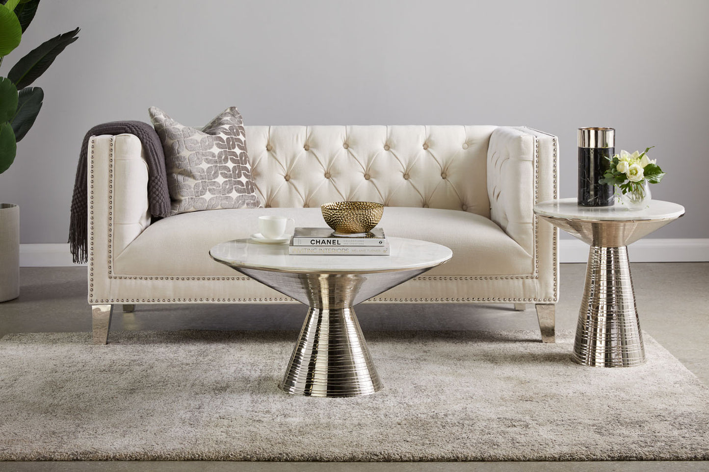 silver side table