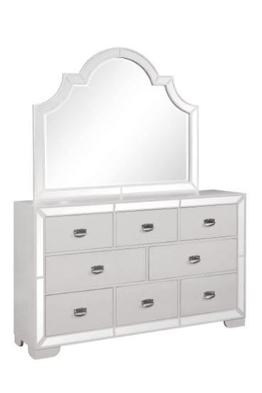 white dresser and mirror