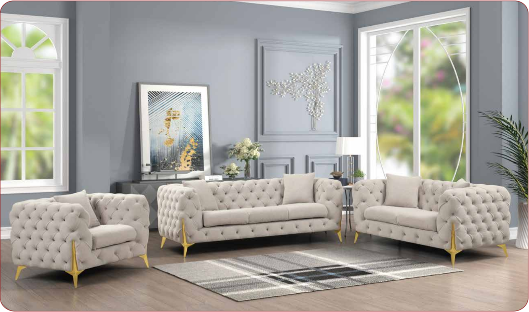 grey fabric sofa set
