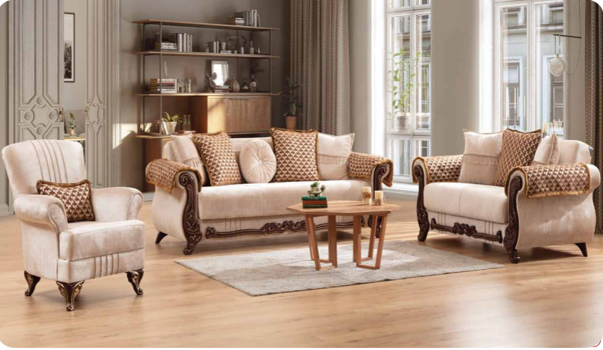 beige fabric sofa set