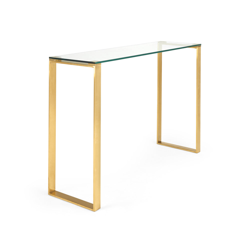 gold glass console table