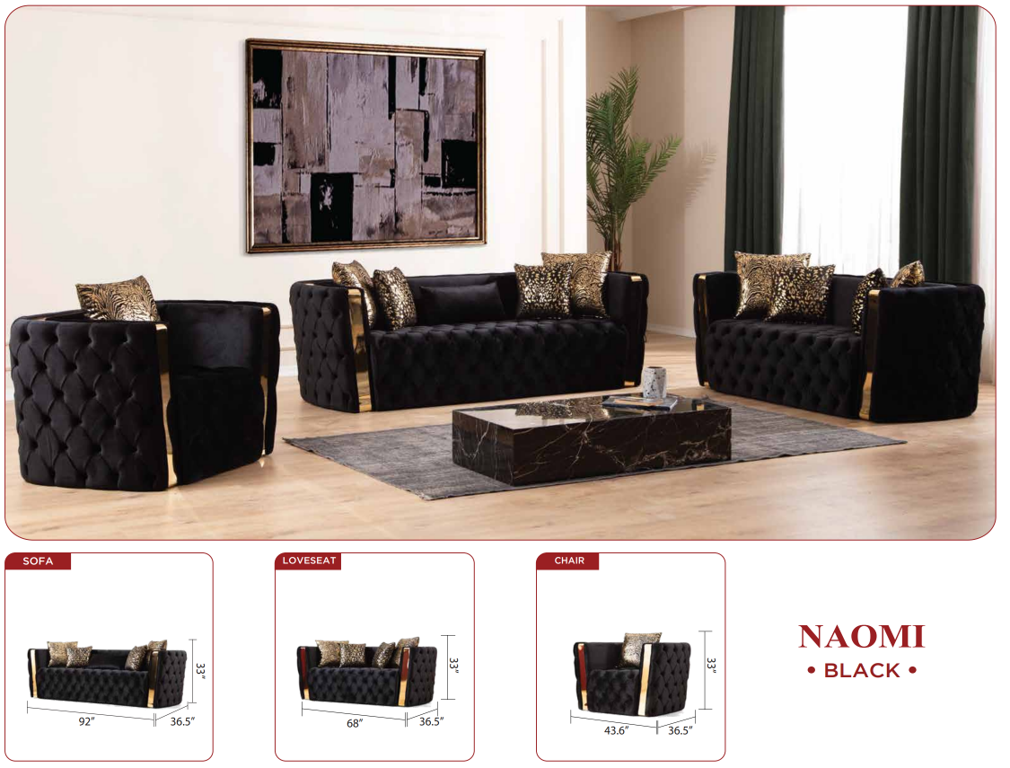 black sofa set