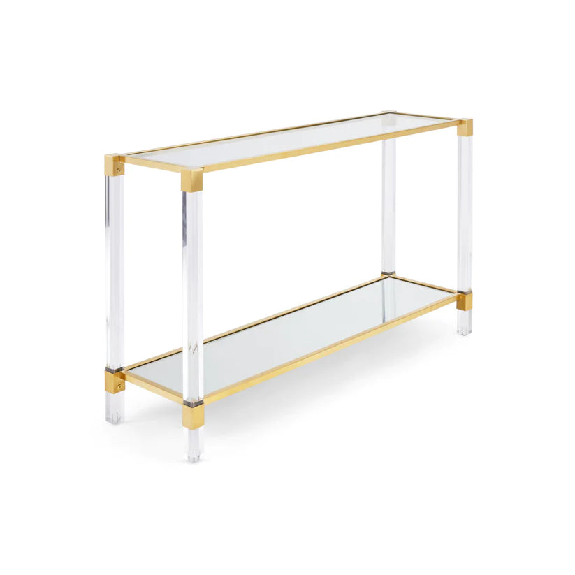 gold glass console table