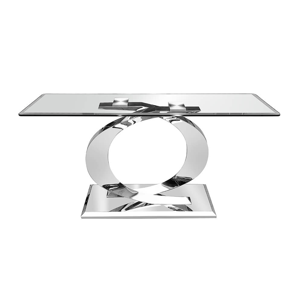 silver glass console table